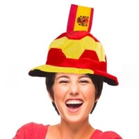 HLC Cadeau promotionnel personnalisé Accessoire de supporter Espagne Danemark Pologne Chapeaux de supporter Perruque et bandeau patriotiques style punk rock pour le Euro