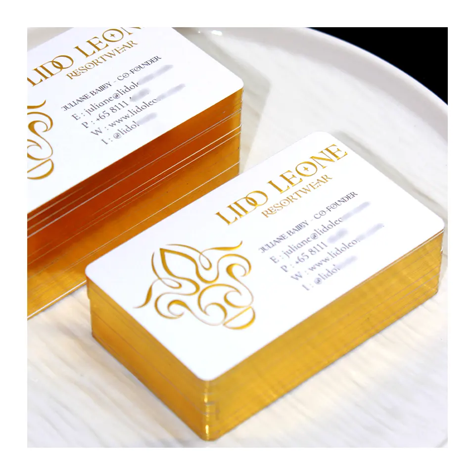 Luxury Custom LOGO Business Card with Gilt Edge Paper and Cardboard Printing Embossed Text Visiting Card Greeting Cards