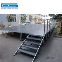 Plataforma Modular Portátil de Aluminio de 2x1m con 4 Patas, de Fácil Instalación, para Eventos y Conciertos al Aire Libre, Superventas