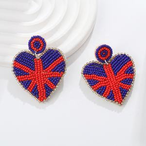 Best-Selling Heart Shape Earrings French German <strong>UK</strong> Flag Design Carnival Jewelry With Huggies Pattern Plated Finish - Product Image 6