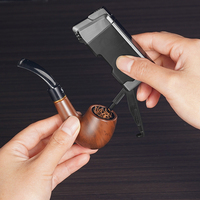 Briquet à flamme unique en alliage de zinc personnalisable de qualité supérieure avec poussoir à pipe et aiguille de nettoyage