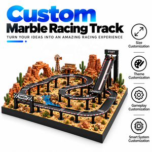 Piste de course à billes DIY de haute qualité, personnalisable, avec thème paysage western, incluant un élévateur et une piste scénique - Product Image 1