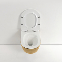 Ensemble de toilettes murales haut de gamme en céramique dorée pour hôtel, WC de luxe doré pour salle de bain