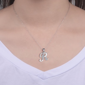 Letra R del alfabeto encanto colgantes de plata de ley 925 de moda de la familia de la joyería - Product Image 5
