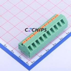 KF237-5.08-10P Spring Terminal Block Through hole Component (THT),P=5.08mm Connector 1x10P 5.08mm Green 10P - Product Image 1