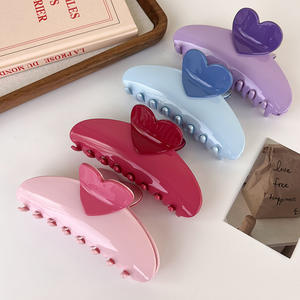 Pinces à cheveux en forme de cœur en acrylique pour la Saint-Valentin, pinces à cheveux en forme de cœur, pinces à cheveux en forme de requin, pinces à cheveux roses, accessoires pour cheveux (HA065) - Product Image 1