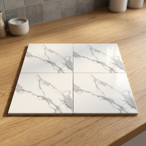 Azulejos de Cerámica para Piso con Aspecto de Mármol Blanco, 40x40cm, Acabado Mate Liso, Porcelana Premium para Interiores de Villas - Product Image 2
