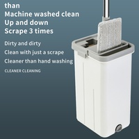Juego de Cubo y Mopa de Microfibra con Rotación de 360 Grados y Palo de Acero, Kit de Limpieza del Hogar con Manos Libres
