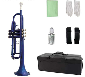 <span class=keywords><strong>Trompette</strong></span> en Si bémol en laiton avec finition laquée <span class=keywords><strong>bleue</strong></span>, instrument de musique de niveau débutant à professionnel pour examen - Product Image 1