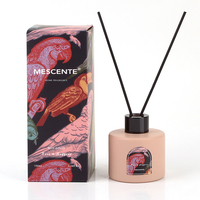 En gros Personnalisé Grande Bouteille En Verre Rose Décorative De Luxe Unique 100ml Reed Diffuseur Pots Avec Boîte