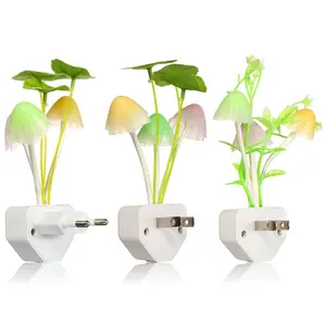 Mini Smart Home Sensor LED Luz nocturna Cambio de color Plug-In LED Mushroom Dream Bed Lamp