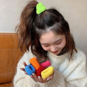 새로운 대형 두꺼운 무봉제 헤어 타이 여자용 손상 없는 천 헤어 밴드 엘라스틱 다채로운 포니테일 홀더 헤어 스크런치 - Product Image 4