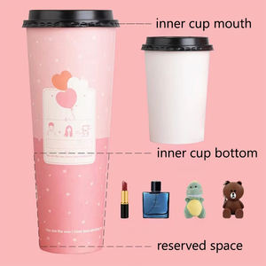 Commercio all'ingrosso usa e getta 450ml 650ml sorpresa mistero scatola cieca grande carta caffè regalo disegnare tazze con coperchio - Product Image 3