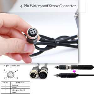 Conector de visión nocturna de 12-24V y 4 pines, resistente al agua, IP69K, furgoneta refrigerada, volquete, camión, cámara de visión trasera de marcha atrás - Product Image 5