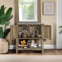 Konsol gaya Farmhouse Modern, 2 lemari penyimpanan, furnitur Panel kayu papan samping prasmanan sempit untuk penggunaan rumah ruang tamu