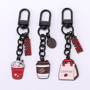 Factory Creative Fashion Versatile <b>Bag</b> Pendant Cute Coffee Metal Keychain Accessories - Product Image 1