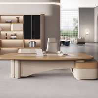 Bureau de direction moderne minimaliste, mobilier de bureau de luxe, table de patron en forme de L avec armoire latérale, bureau élégant pour PDG