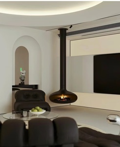 Cheminée suspendue rotative en <span class=keywords><strong>bois</strong></span>, décoration intérieure, cheminée noire suspendue, chauffage pour salon, vente chaude - Product Image 5