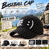 Casquette de baseball ajustable pour femme, 100% coton, imprimé étoiles et lettres, style coréen, grande taille, motif à pois/argyle, logo personnalisé, petite série