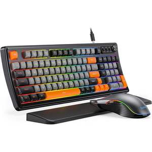 Combo de Teclado y Ratón Ergonómico para Juegos Sablute, 98 Teclas, Retroiluminación RGB, Sensación Mecánica, Teclas Multimedia, para PC, Laptop, PS5 - Product Image 1
