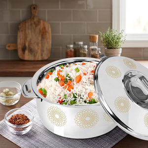 Round stainless steel Non-Stick Casserole <b>Pot</b> With Stainless Steel <b>Lid</b> Flower Design For Gas And Induction Cooker - Product Image 6