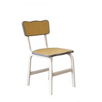 Chaise d'écolier avec structure en acier et assise en contreplaqué, chaise de classe pour l'étude en écoles primaires et secondaires