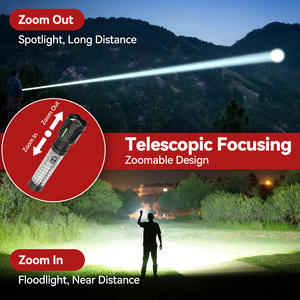 Linterna LED Multifuncional Recargable de 1800 mAh con Carga Tipo C y Función de Zoom para Uso en Exteriores - Product Image 4