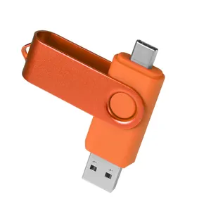 Bán buôn 2 trong 1 xoay USB C Stick 2GB 4GB 64GB memorias Cle 2.0 3.0 PENDRIVE 32GB 128GB OTG TYPE-C USB ổ đĩa flash