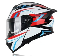 Feu arrière rouge à LED DOT Protecteur de tête à double lentille Casque de sécurité rabattable pour moto