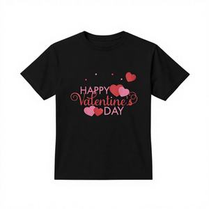 Camiseta de San Valentín para Mujer, Manga Corta, Cuello Redondo, Corte Holgado Informal, Estampado de Corazones y Letras, 100% Algodón Jersey, Lavable a Máquina - Product Image 1