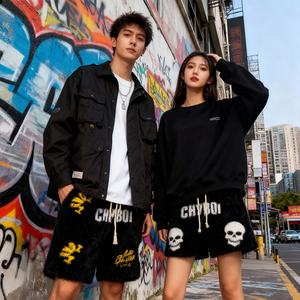 Fabrication de shorts en mohair surdimensionnés pour hommes, de haute qualité, personnalisés, avec cordon de serrage, style streetwear, doux et moelleux - Product Image 2