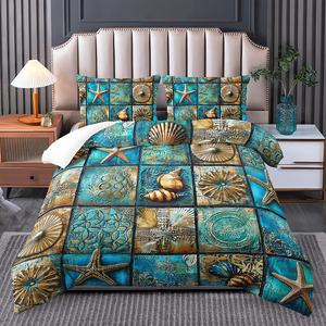 Hoàng hôn bờ biển <span class=keywords><strong>Comforter</strong></span> thiết lập | bãi biển thơ mộng với vỏ | Bộ đồ giường hoàn chỉnh cho đôi để vua - Product Image 4