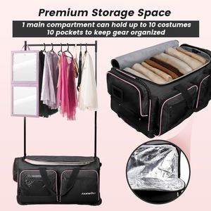 Échantillon Gratuit : Sac de Danse Pliable avec Tringle à Vêtements Rétractable, Sac de Voyage à Roulettes, Valise de Compétition 28 Pouces - Product Image 2