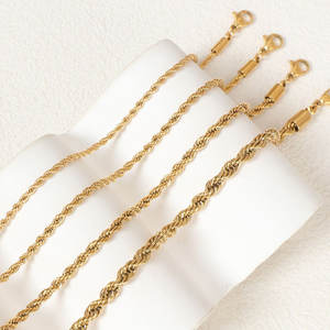 Cadena Ajustable de Titanio Delicada y Resistente al Deslustre, Joyería de Acero Inoxidable 316l, Cadena Trenzada Chapada en Oro PVD de 14k y 18k para Hombres y Mujeres - Product Image 4