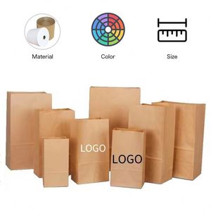 Sacs en papier kraft recyclables en gros, personnalisés, pour l'industrie alimentaire, avec poignée facile à manipuler - Product Image 1