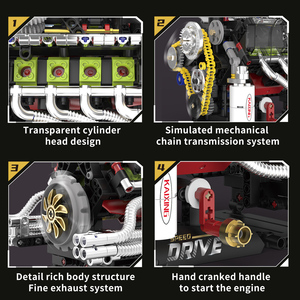 Kit de construction de simulation de moteur V8 <span class=keywords><strong>Dodge</strong></span> <span class=keywords><strong>Viper</strong></span> Shelby en plastique à manivelle, modèle de jouet à transmission mécanique - Product Image 3