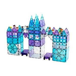 Artmag Magnetic Tiles 102pcs Magnetic Tiles 3D Frozen Princess Castle Magnetic Building Blocks Kids Toys Age 4 5 6-8 Educational