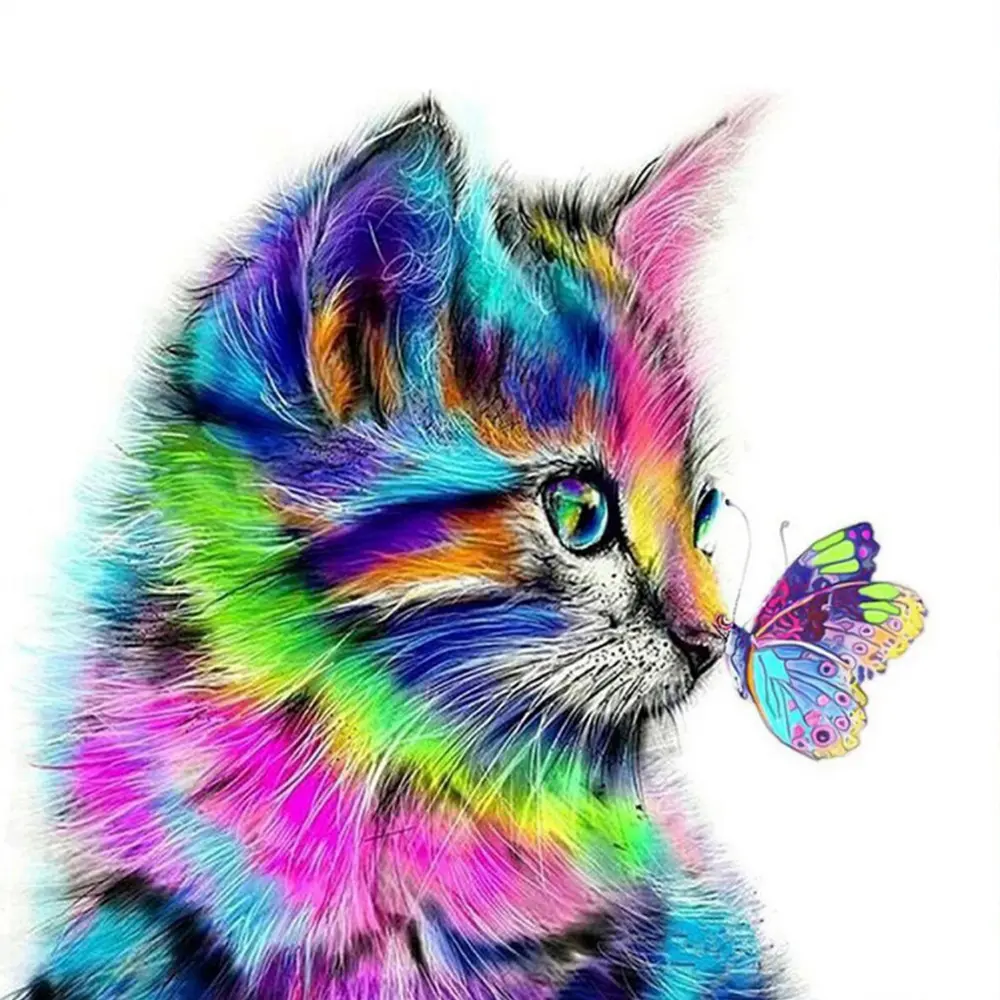 Toptan Evershine DIY sevimli kedi 5D mozaik elmas boyama tam matkap kare kişiselleştirilmiş hayvan karikatür çocuklar için
