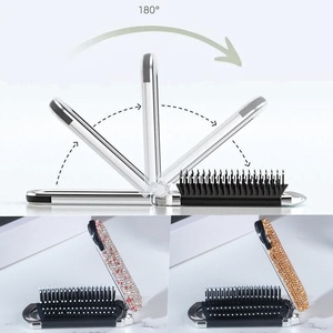 Mini Spazzola per Capelli 2 in 1 con Specchio, Spazzola con Strass alla Moda, Pettine Antistatico, Specchietto Tascabile da Viaggio - Product Image 4