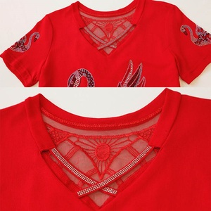 <span class=keywords><strong>Ropa</strong></span> <span class=keywords><strong>de</strong></span> mujer <span class=keywords><strong>de</strong></span> lujo con diamantes <span class=keywords><strong>de</strong></span> imitación, camiseta elegante <span class=keywords><strong>de</strong></span> tela <span class=keywords><strong>de</strong></span> malla <span class=keywords><strong>de</strong></span> <span class=keywords><strong>cisne</strong></span>, camisetas transpirables con escote cruzado para niñas - Product Image 4