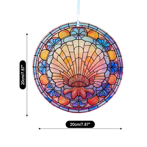 Atrapasueños de Vidrio con Patrón Animal Estilo Art Deco, Adorno Colgante para Ventana de Vidrio Tintado, Temática Oceánica, Forma Redonda, Arte de Pared para Hogar y Exterior - Product Image 6