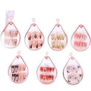 เล็บปลอม 24 ชิ้น ลายโบว์ประดับเพชร สำหรับนักเรียนหญิง พร้อมกาว - Product Image 1