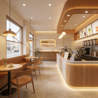 De 30 à 50 mètres carrés, offre de conception et de décoration de magasin professionnelle, ensembles complets d'équipements, tables, chaises, bureaux de réception
