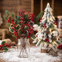 Fournitures de Noël écologiques LINGKAI Factory, baies artificielles douces au toucher, feuilles de baies rouges, branche de sapin pour les fêtes de Noël