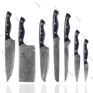 Ensemble de couteaux de chef en acier damas VG10 de haute qualité avec couteaux de cuisine à manche en bois noir - Product Image 2