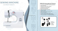 Máquina de Coser Portátil Multifuncional M-STRONG 725, Mini, Doméstica, con Función de Ojal, Automática y Eléctrica