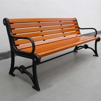 Chaise de parc publique moderne en bois et acier pour jardin, patio extérieur, siège long en bois massif, banc d'extérieur en métal