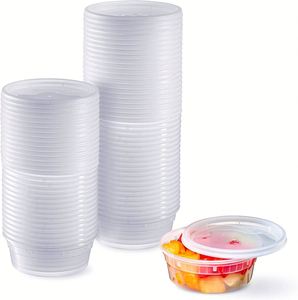 Produit phare : Ensemble de contenants de stockage ronds multifonctionnels de 8 oz, compatibles micro-ondes, avec couvercle, en plastique, boîte alimentaire type déli cup - Product Image 5
