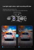 Caméra embarquée WIFI 4 canaux avec écran 3 pouces, enregistreur vidéo, mode parking 24h/24, vision nocturne 360 degrés 4 objectifs, étanche, capteur G, 1080p