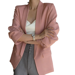 <span class=keywords><strong>Blazer</strong></span> Casual Abierto por Delante para <span class=keywords><strong>Mujer</strong></span> con Logotipo Personalizado, Chaqueta de Traje de Negocios de Color Sólido para Oficina, <span class=keywords><strong>Blazer</strong></span> Elegante de Talla Grande al por Mayor - Product Image 2